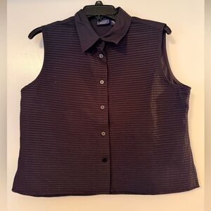 Laura Scott, 100% cotton sleeveless black button up blouse, women’s size 16